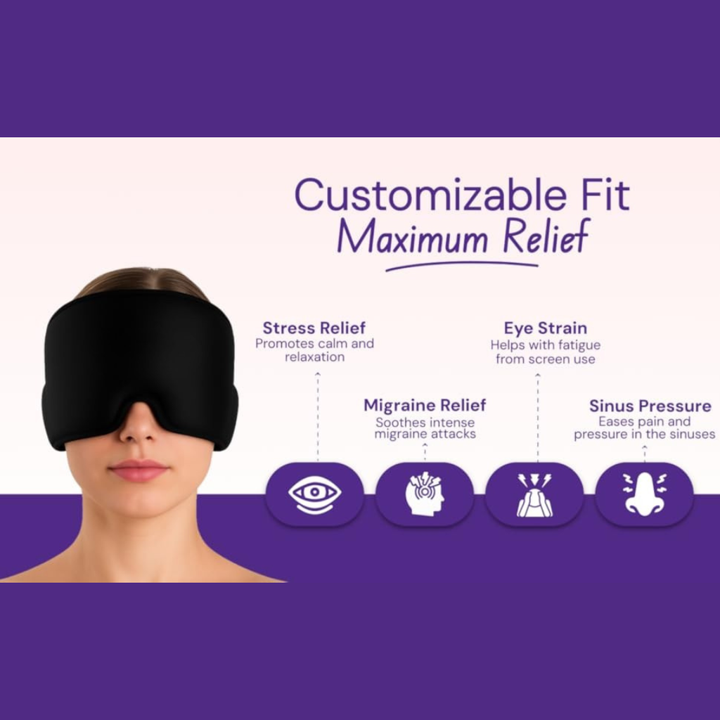 Migraine Relief Cap for Migraines, Headaches, Sinuses, Tension Relief - Black