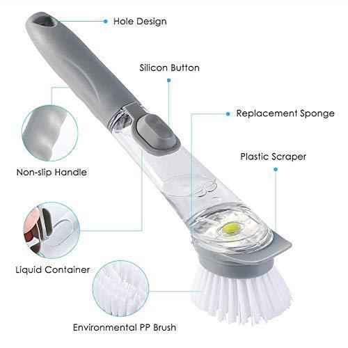 Medium White Liquid Dispenser Brush for Kitchen Cleaning