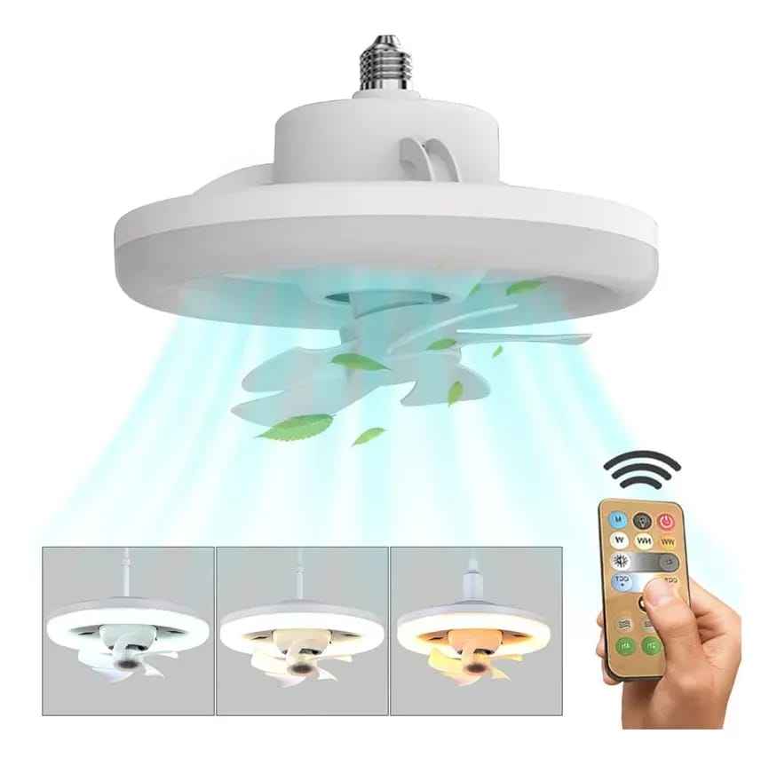 Acrylic Ceiling Fan with Led Light, Remote Control, Oscillating Fan, Socket Fan Light for Kitchen/Bathroom/Bedroom/Home Office
